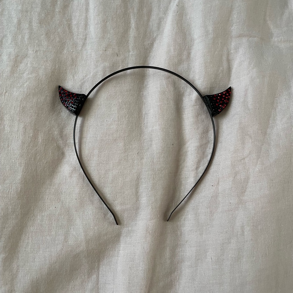 black and red devil headband